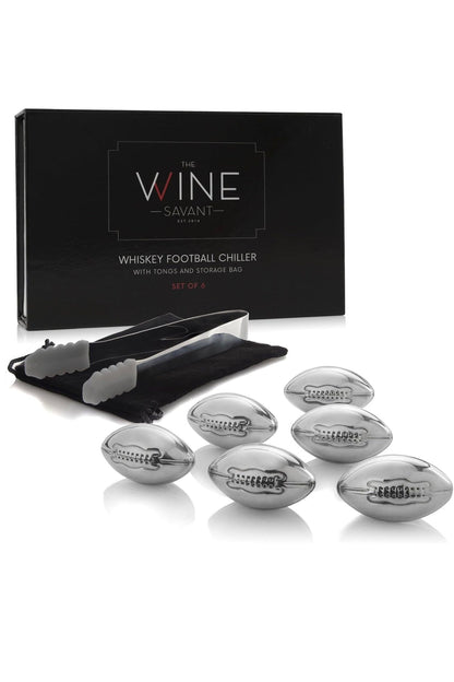 Football Shaped Stainless Steel Whiskey Stones GIFT/OTHER THE WINE SAVANT 