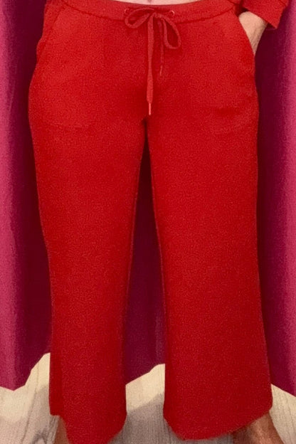 Pull On Wide Leg Crop Trouser BOTTOMS LIVERPOOL FIREBRICK XS 