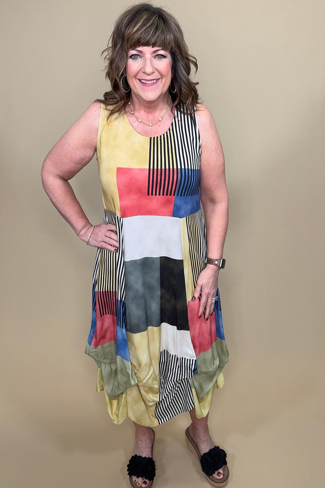 Printed Tank Midi Dress w/Pucker Bottom DRESS PARSLEY &amp; SAGE 
