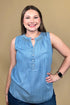 Sleeveless Denim Top w/Smocking MISSY TOP SPECIAL KEREN HART 