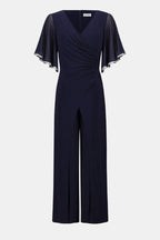 Criss Cross Jumpsuit w/Flutter Rhinestone Sleeves DRESS JOSEPH RIBKOFF 