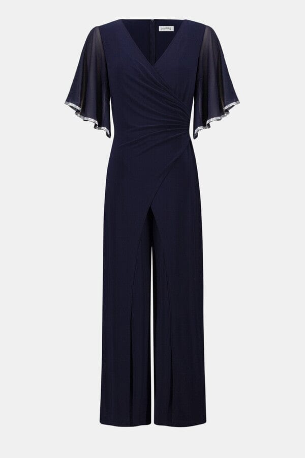Criss Cross Jumpsuit w/Flutter Rhinestone Sleeves DRESS JOSEPH RIBKOFF 