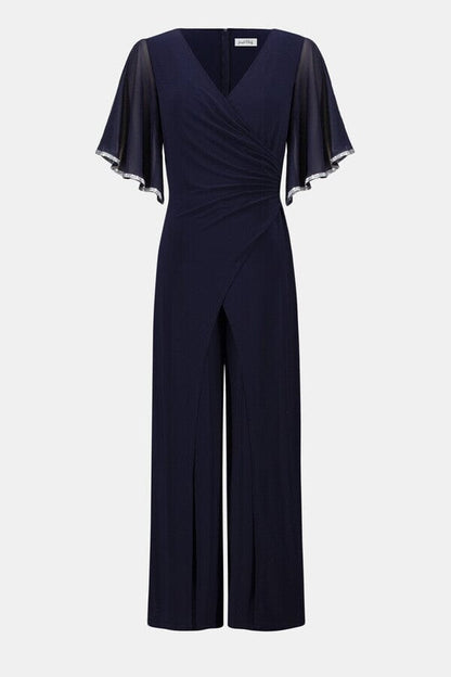 Criss Cross Jumpsuit w/Flutter Rhinestone Sleeves DRESS JOSEPH RIBKOFF 