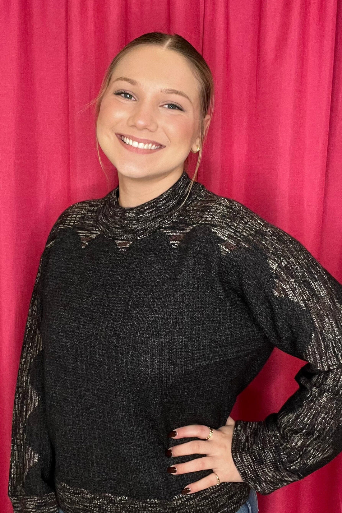 Long Sleeve Cuffed Mock Neck Sweater SWEATER DEMOCRACY 