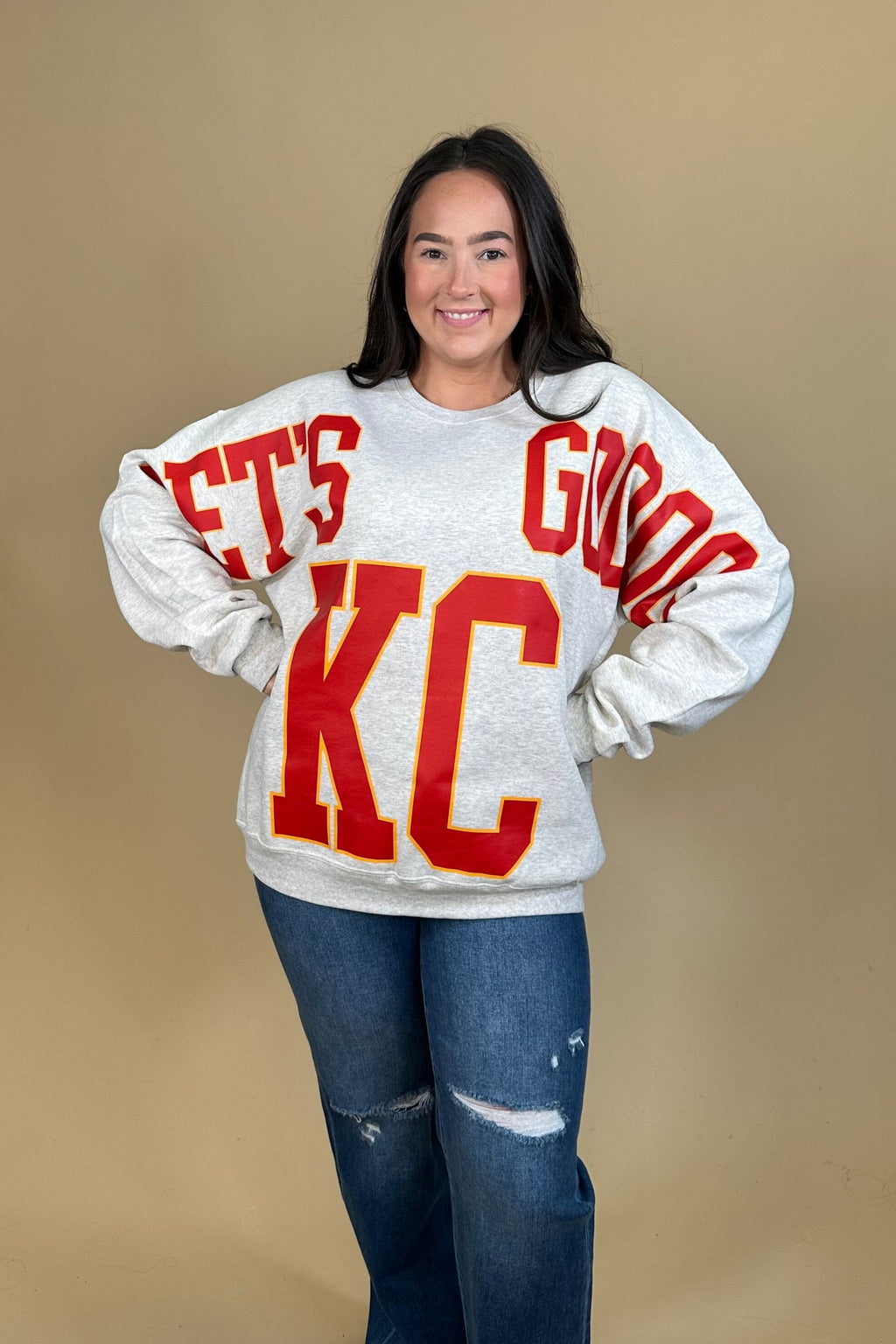 Let's Go KC Crew Neck Sweatshirt MISSY BASIC KNIT:~~Unassigned~~ ENVEE MEE 