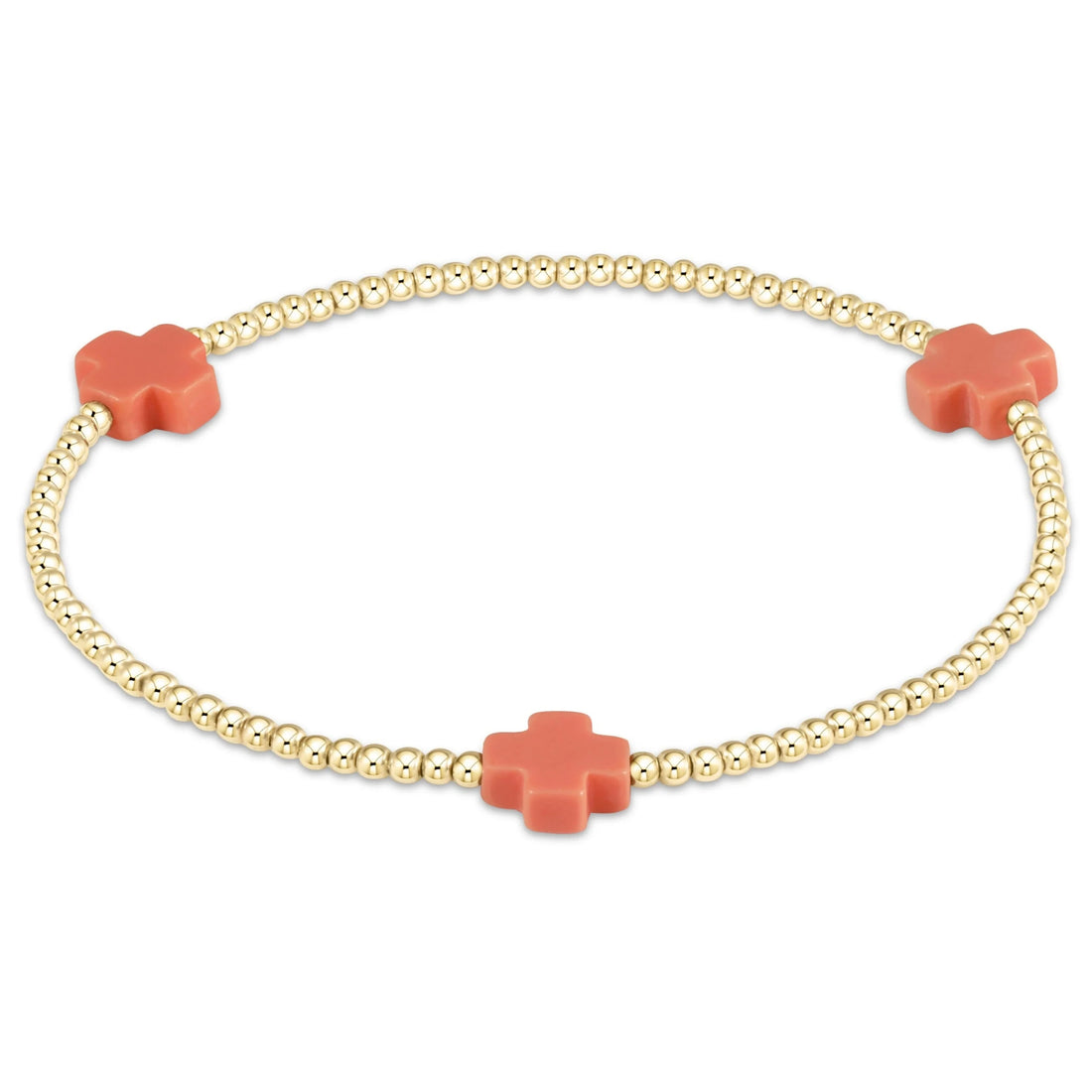 Enewton Signature Cross Gold Pattern 2mm Bead Bracelet- Coral JEWELRY ENEWTON 