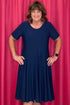 Short Sleeve Scoop Neck Dress DRESS CREATION NVY S 