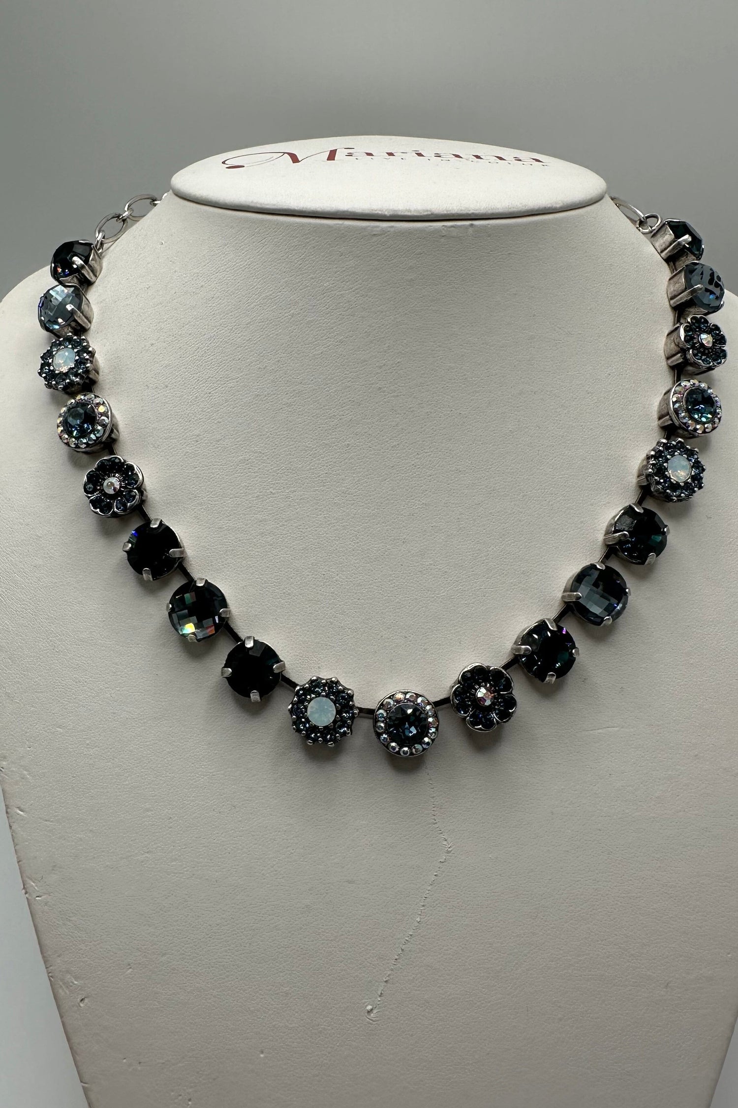 Large Rosette Necklace in "Mood Indigo" - Silver Plated BETTERBRANDJEWELRY MICHALSMARIANA 