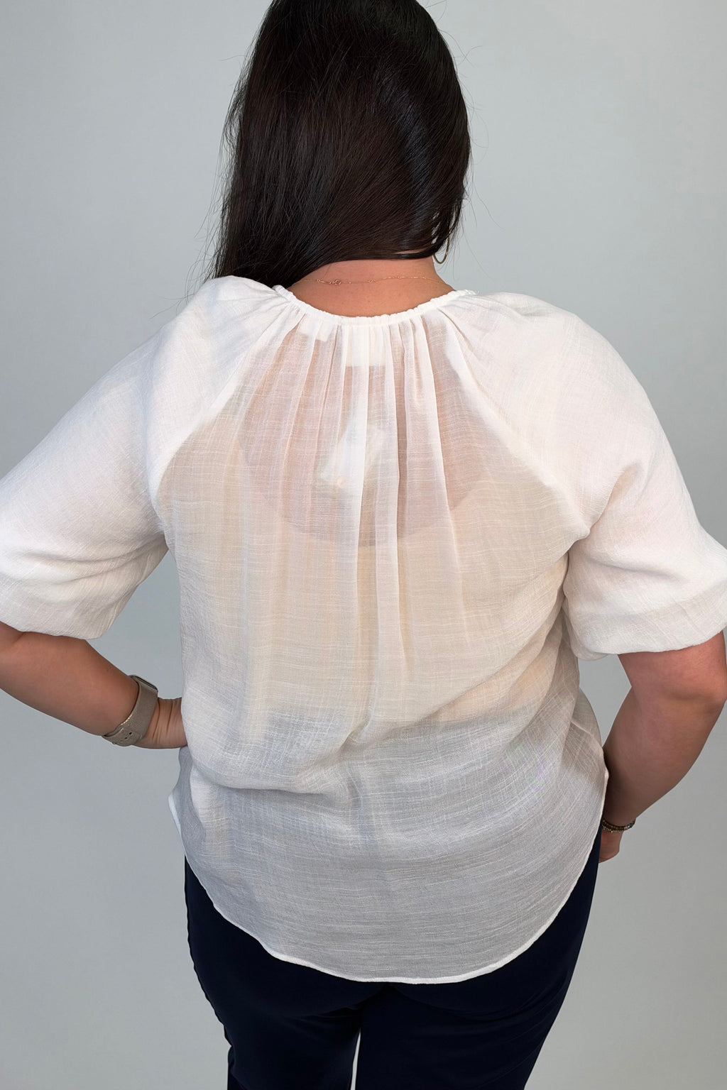 Puff Sleeve Button Down w/Twist MISSY TOP SPECIAL ZAC & RACHEL 