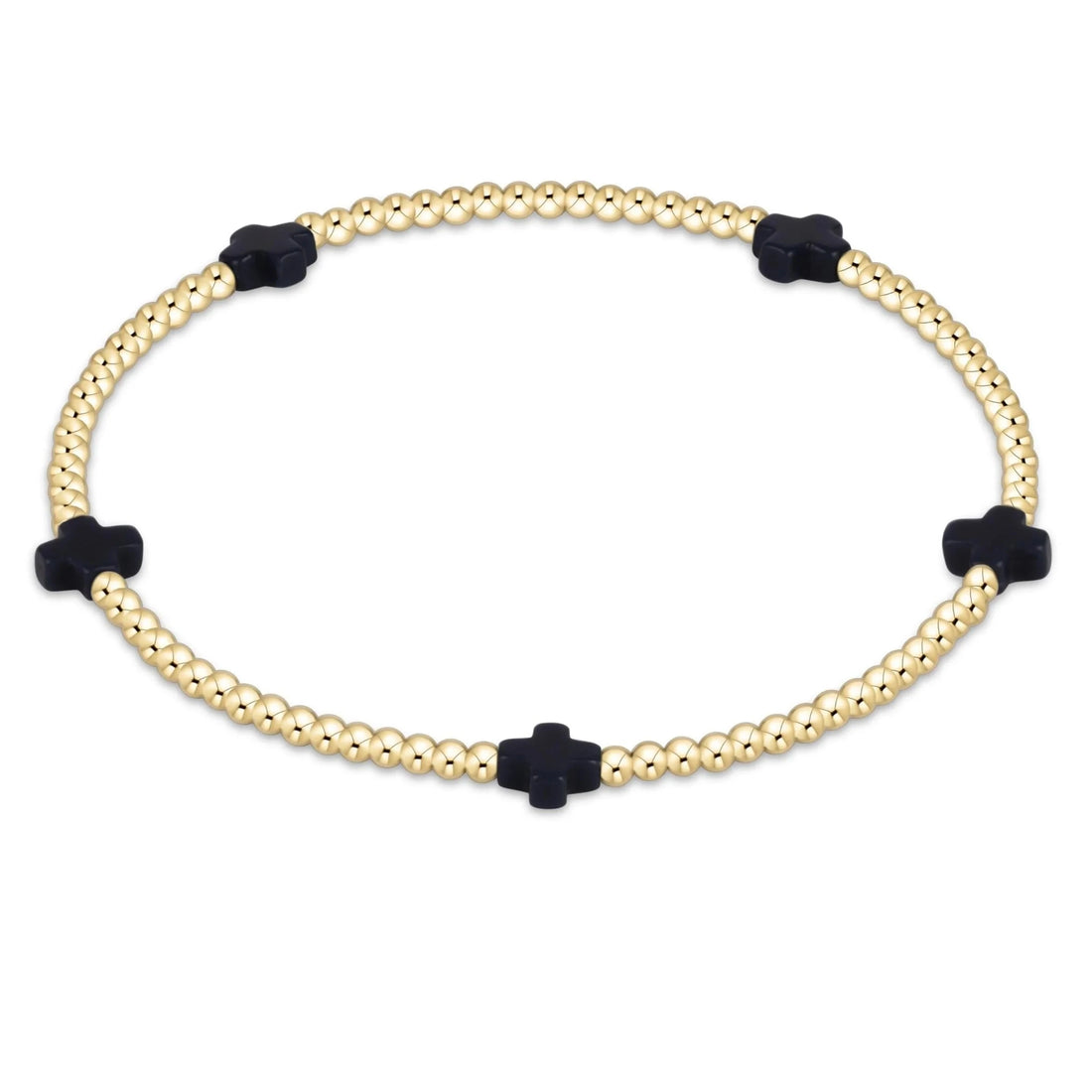 Enewton Signature Cross Gold Pattern 2mm Bead Bracelet- Onyx JEWELRY ENEWTON 