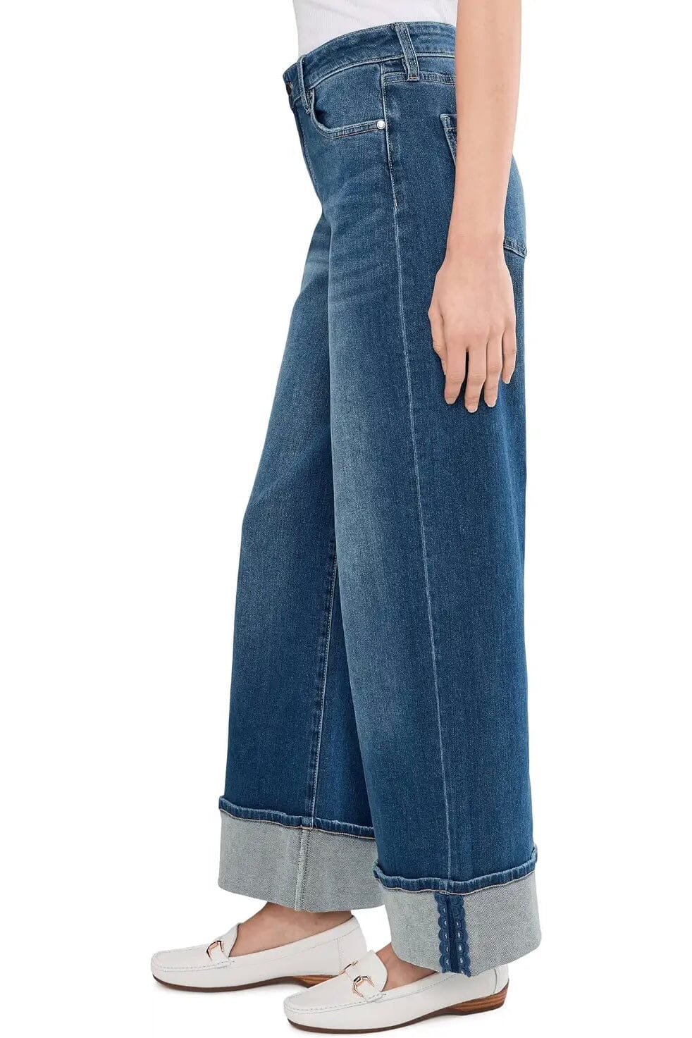 Morgan Cuffed Crop Wide Leg w/Trim 30" Inseam JEANS LIVERPOOL 