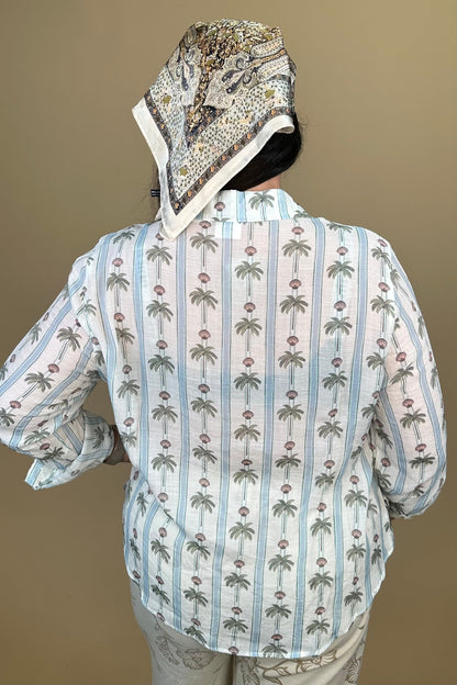 Palm Print Button Down Top