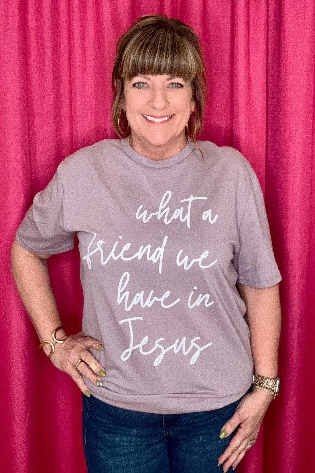 What A Friend We Have In Jesus T-Shirt MISSY BASIC KNIT FAITH COLLECTIVE 