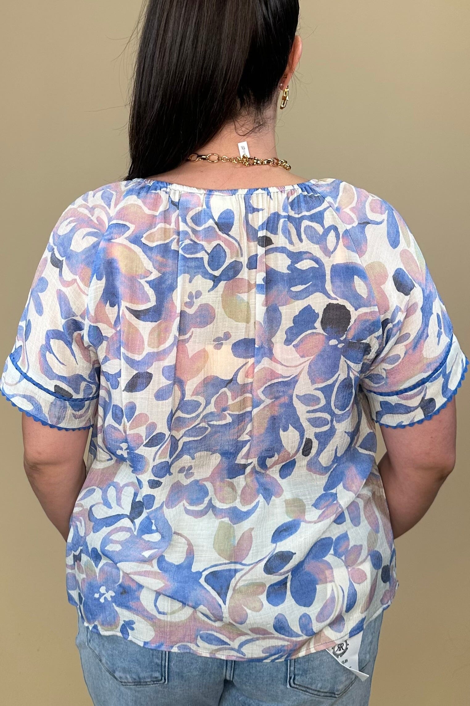 Short Sleeve Printed Top w/Tie MISSY TOP SPECIAL ZAC &amp; RACHEL 