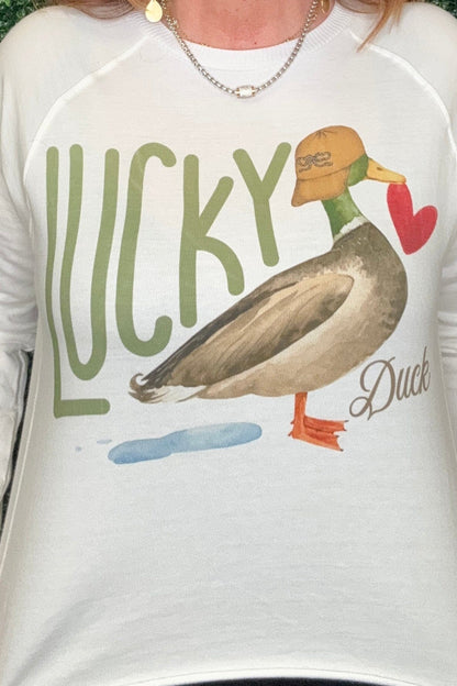 Long Sleeve Lucky Duck Graphic Tee MISSY BASIC KNIT SUGAR STITCH 