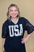 Short Sleeve Lace "USA" Jersey JRTOP CASUAL TOP SOUTHERN GRACE 