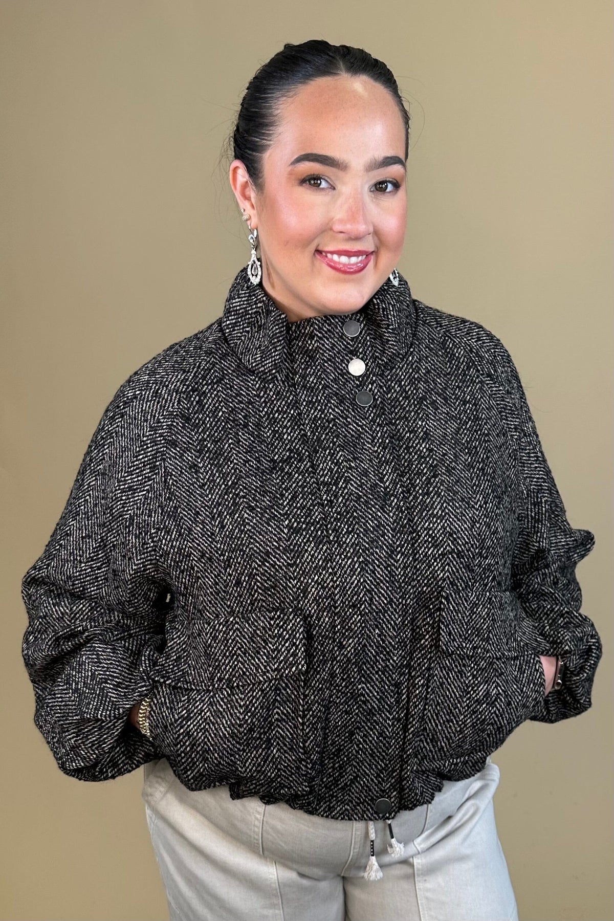 Zip Up Jacket w/ Bubble Hem JACKET:~~Unassigned~~ DEMOCRACY 