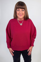 Ribbed Balloon Sleeve Pullover JRTOP CASUAL TOP:~~Unassigned~~ ZENANA 