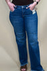 Mid Rise Tummy Control Frayed Hem Straight Jean JEANS RISEN 