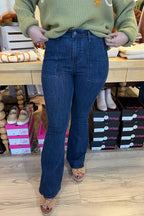 High Waist Flare w/Patch Pockets 33" Inseam JEANS JUDY BLUE 