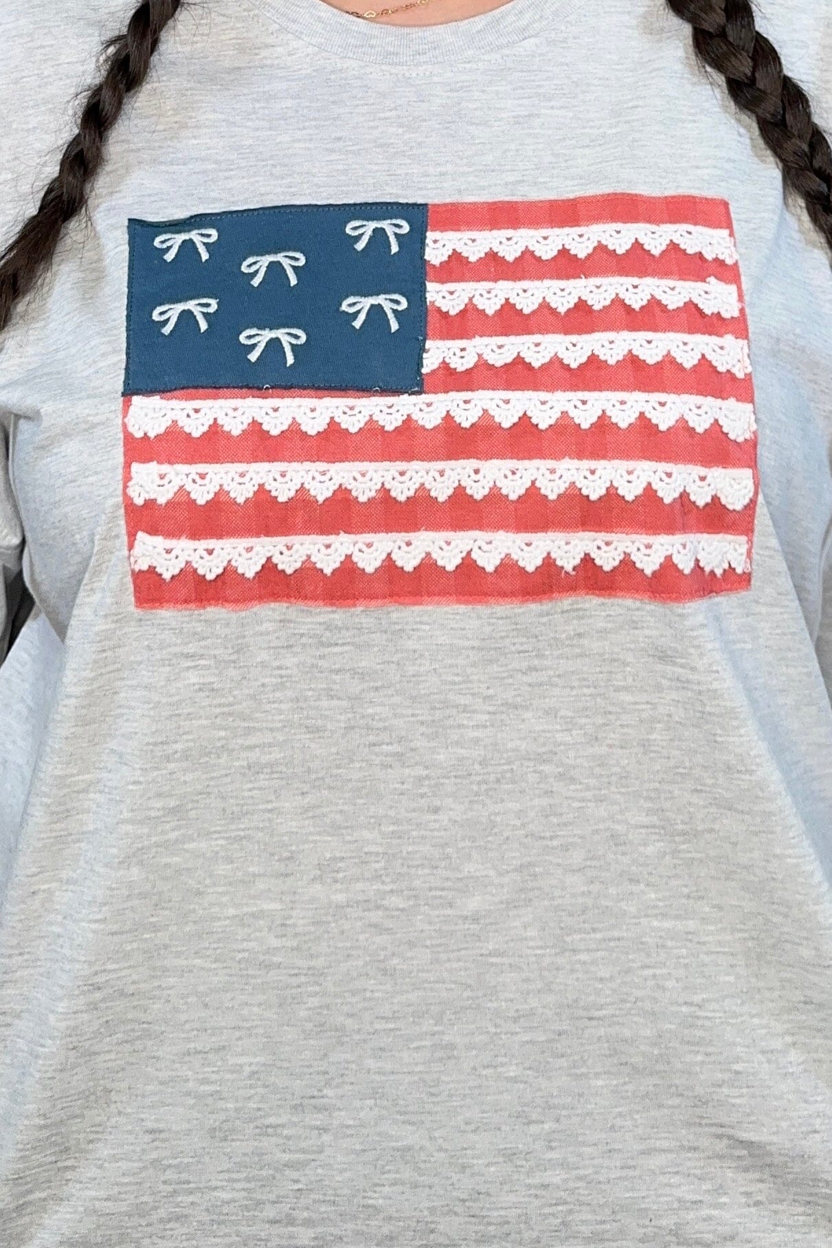 Short Sleeve Tee w/Flag Patch MISSY BASIC KNIT SIMPLY SOUTHERN 