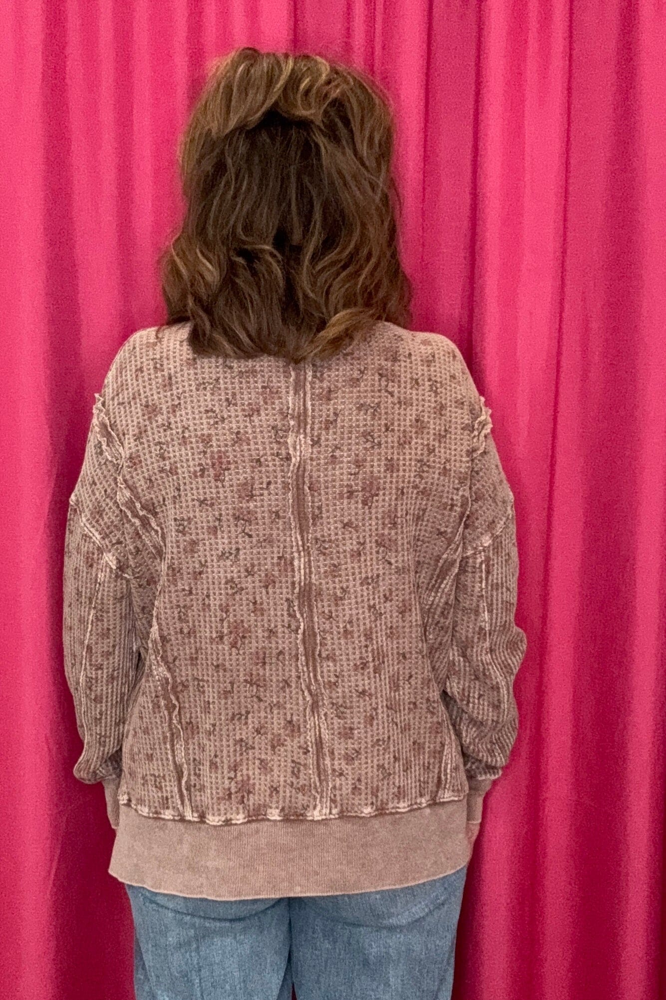 Long Sleeve Printed Floral Thermal Knit JR TOP DRESSY EASEL 