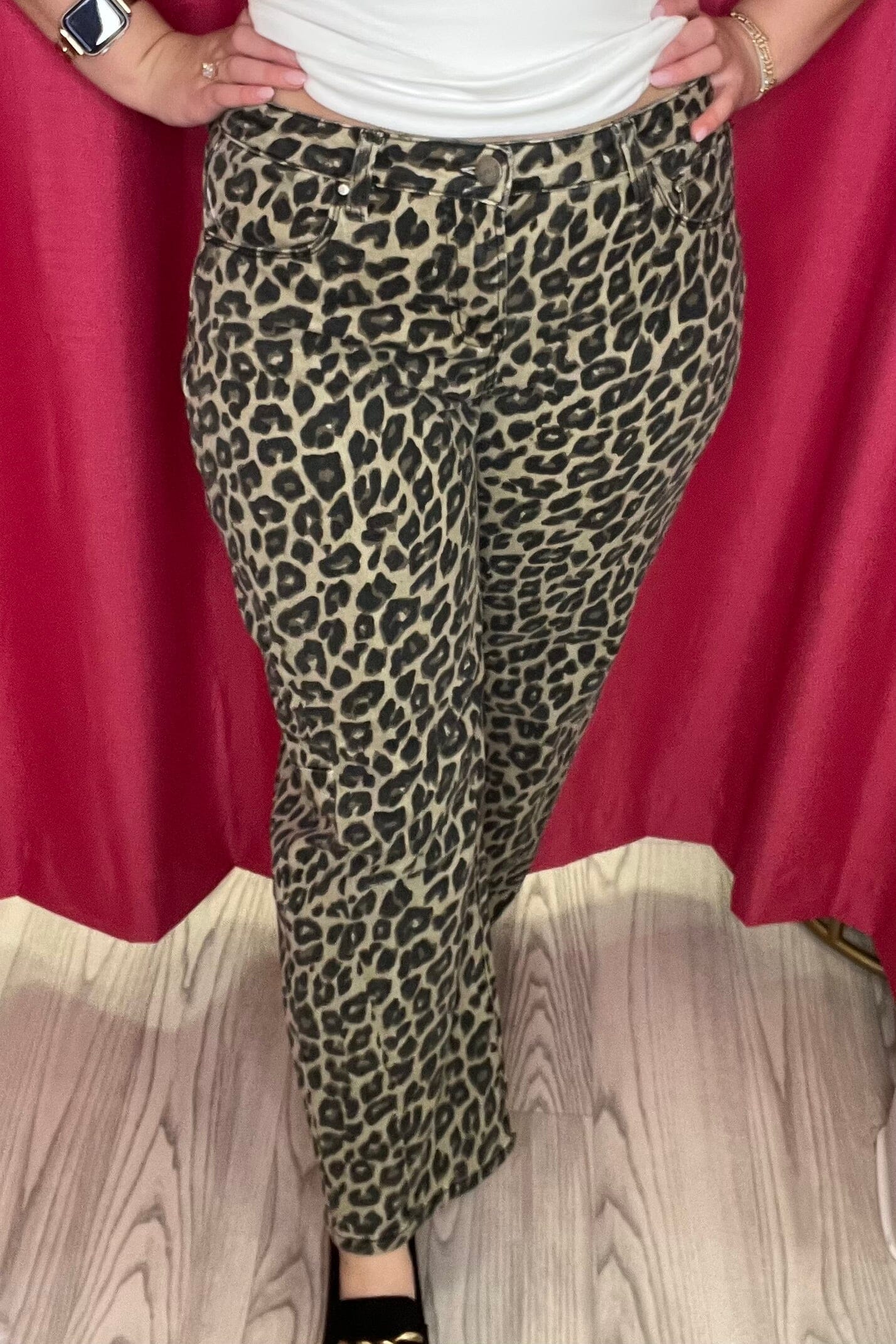 Leopard Print Slouchy Ankle Barrel Pants BOTTOMS RISEN 