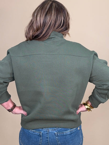 Fleece Half Zip Sweatshirt JRTOP CASUAL TOP ZENANA 