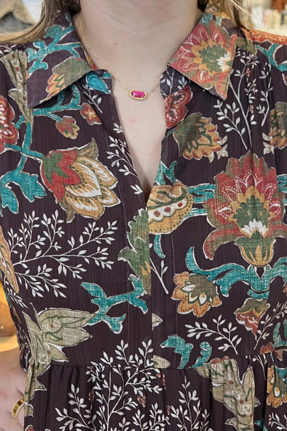 Short Sleeve Printed Dress w/Collar DRESS UMGEE 