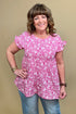 Short Ruffle Sleeve Ruffle Tiered Floral Print Blouse JR TOP DRESSY WHOLESALE FASHION TRENDS 