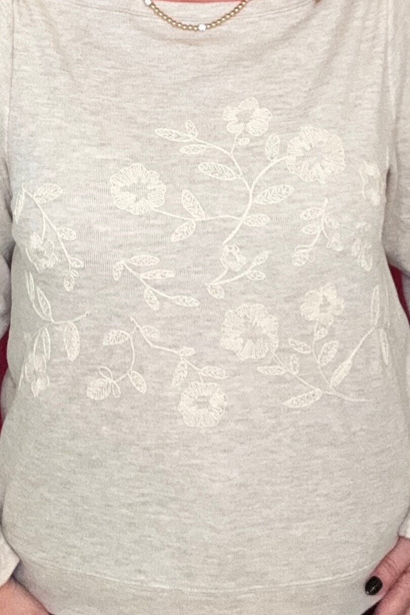 Bell Long Sleeve Boat Neck Knit Top w/Embroidery MISSY TOP SPECIAL DEMOCRACY 