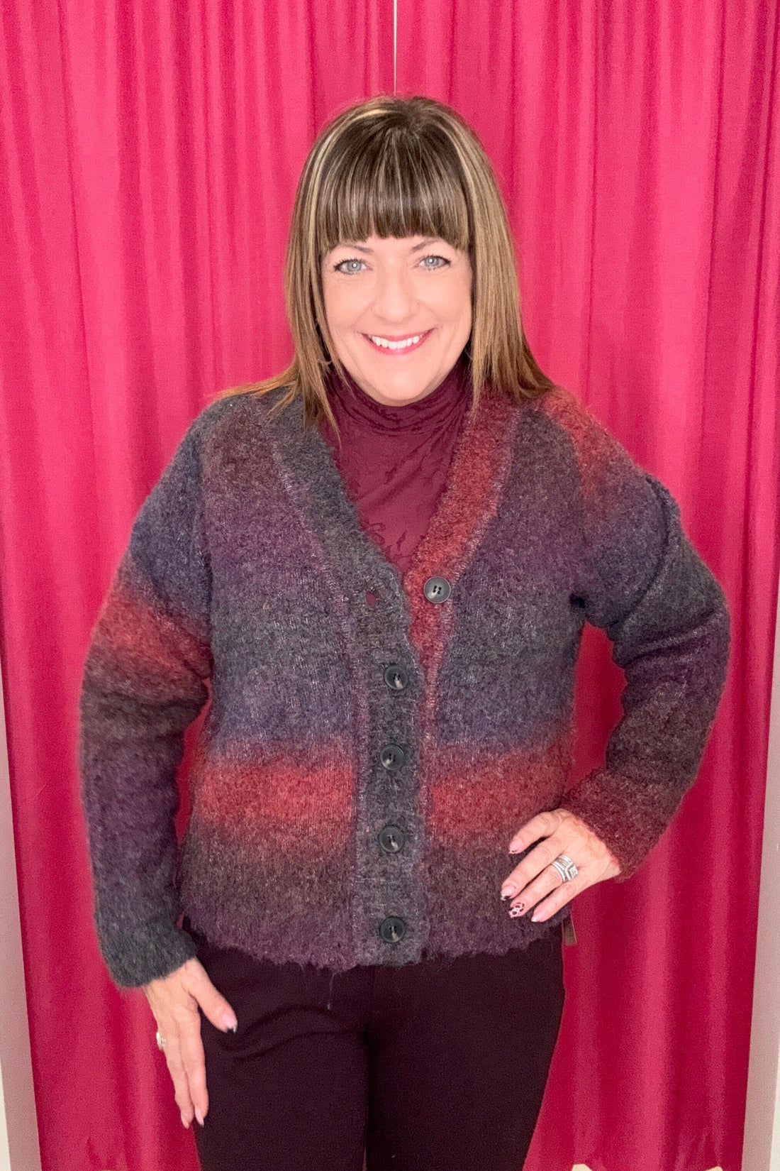 Long Sleeve Raglan Button Front Cardigan OUTFIT COMPLETER LIVERPOOL 