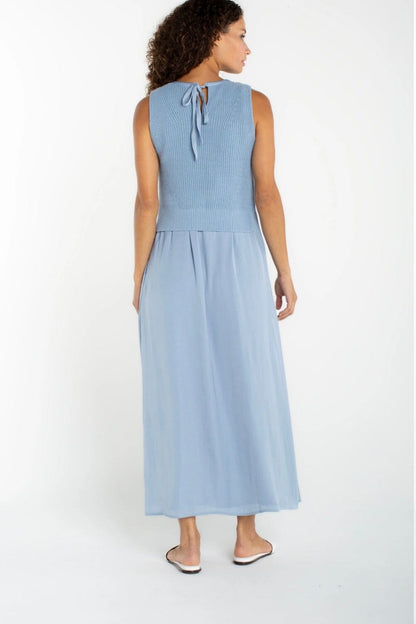 Sleeveless Crew Neck Tie Back Sweater Woven DRESS LIVERPOOL 
