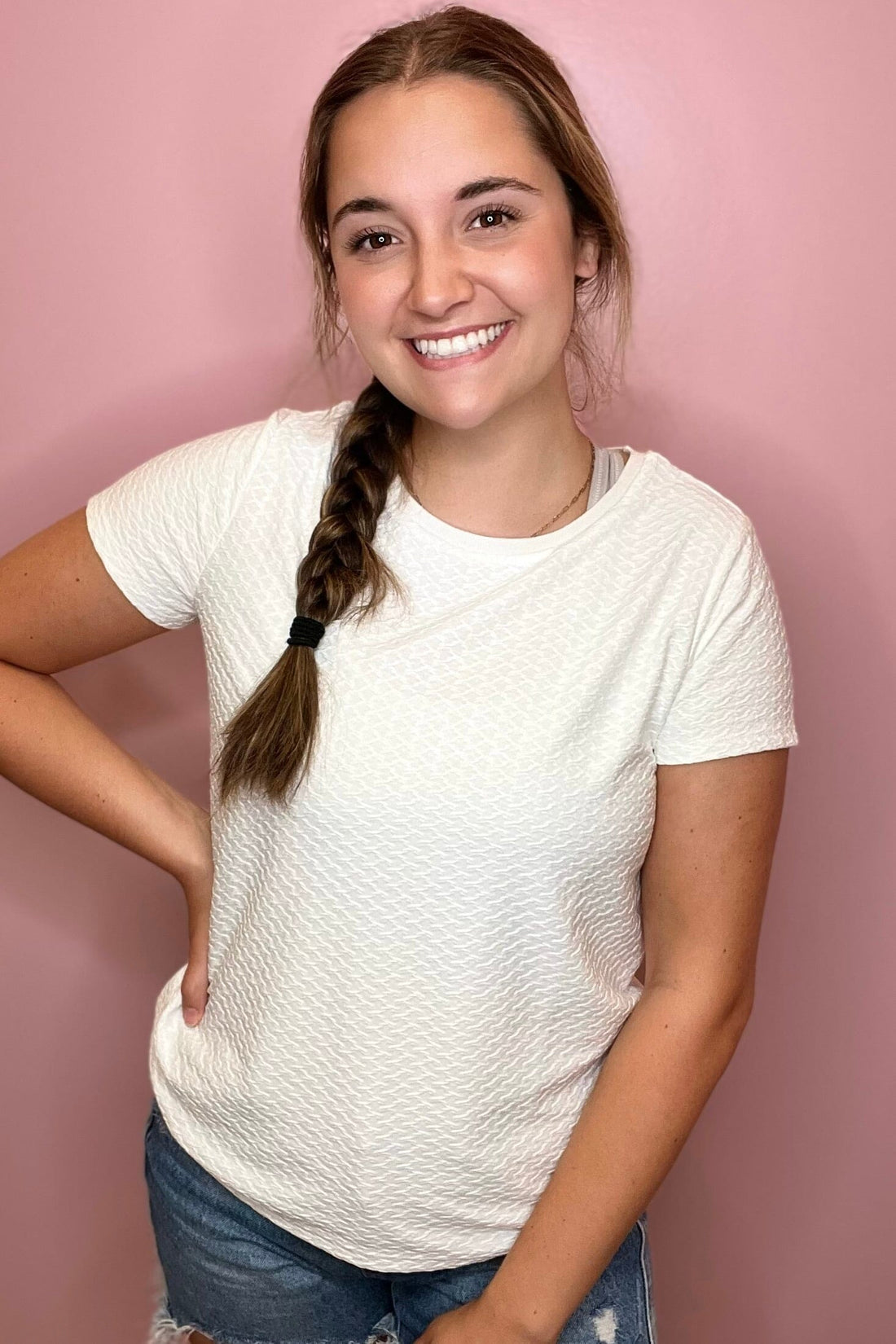 Short Sleeve Textured Tee MISSY TOP SPECIAL LIVERPOOL 