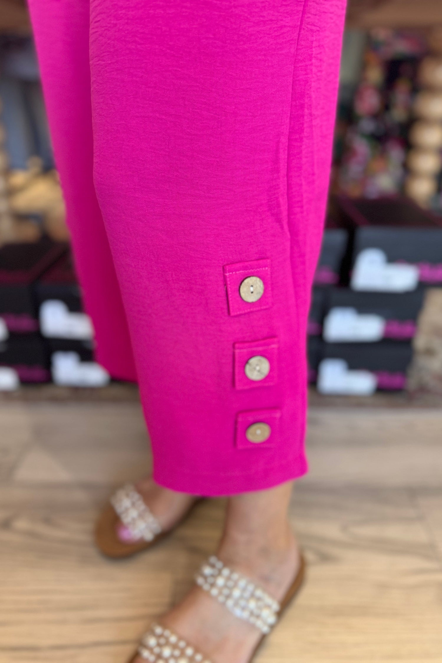 Drawstring Pull On Pant with Button Detail BOTTOMS CREATION 