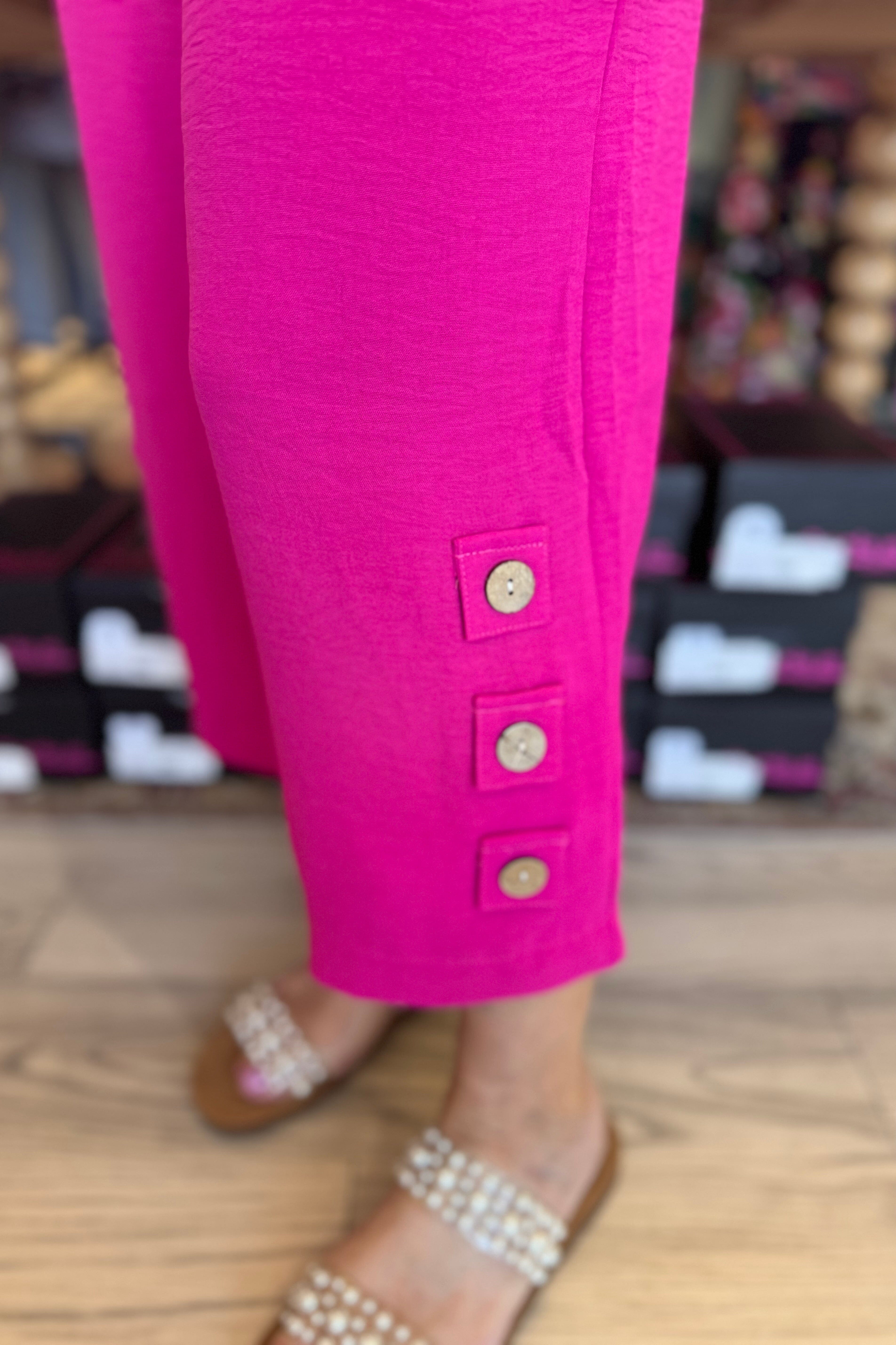 Drawstring Pull On Pant with Button Detail BOTTOMS CREATION 