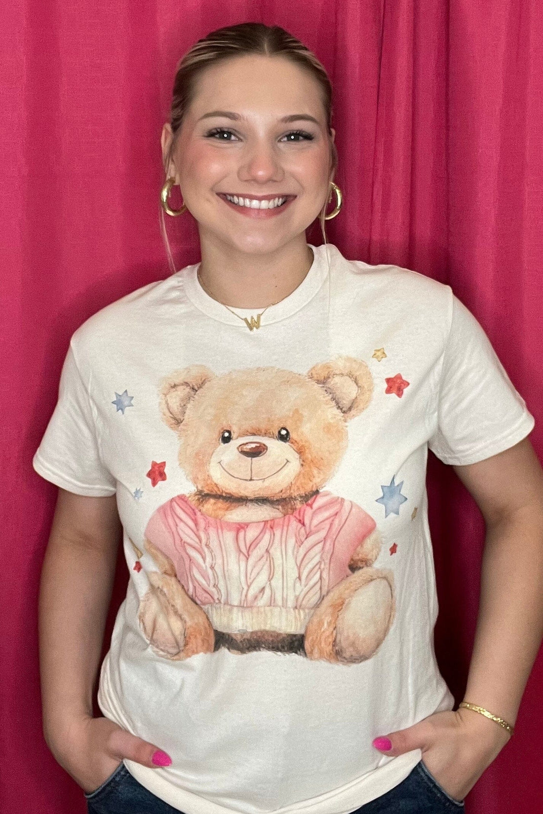 Usa Teddy Bear T-Shirt MISSY BASIC KNIT SUGAR STITCH 