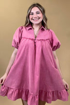 Short Puff Sleeve Mini Dress DRESS EASEL 