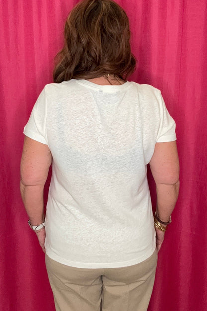 Short Sleeve Dainty Flower V-Neck T-Shirt MISSY TOP SPECIAL Charlie B 