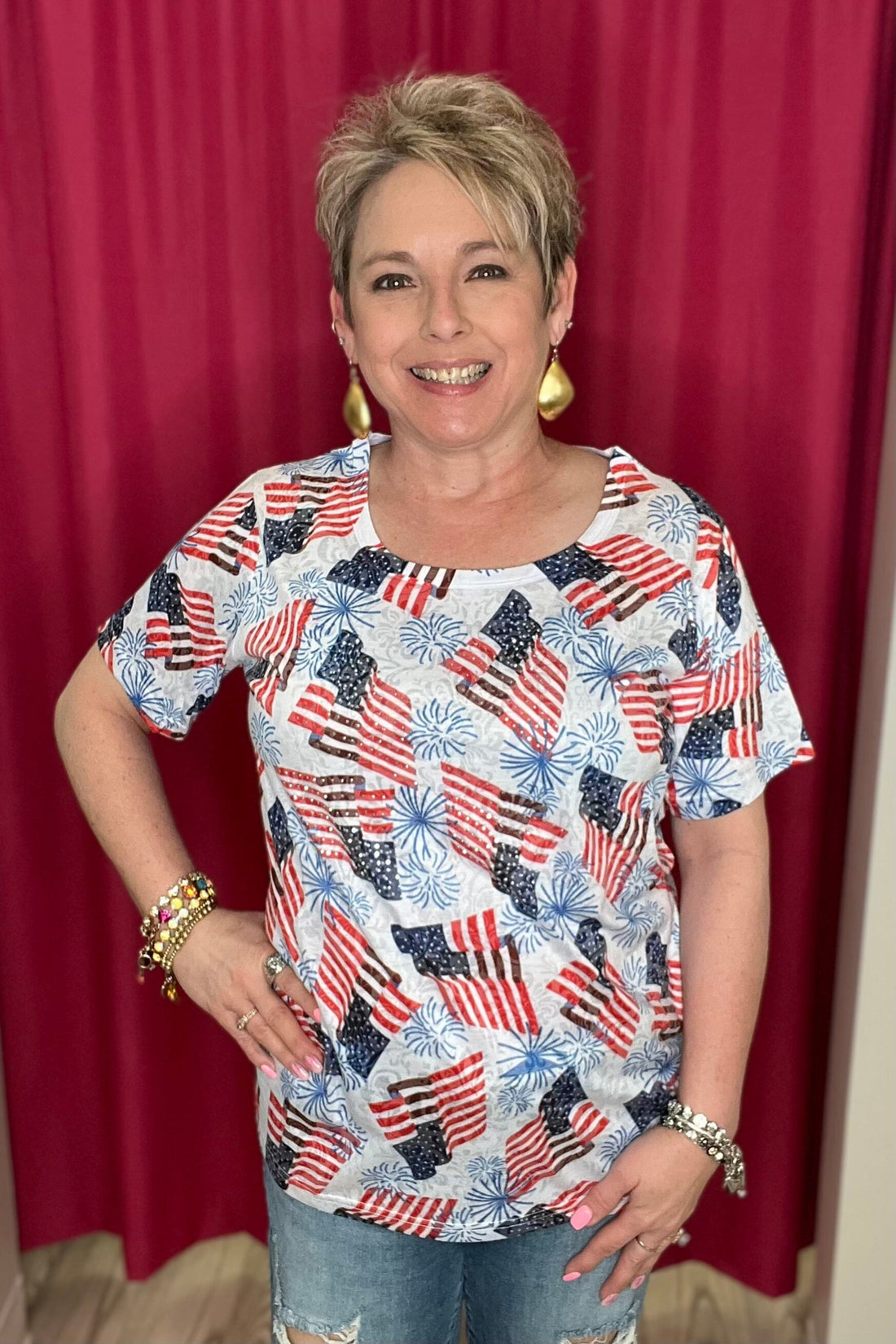 Short Sleeve Patriotic Top MISSY TOP SPECIAL CREATION 