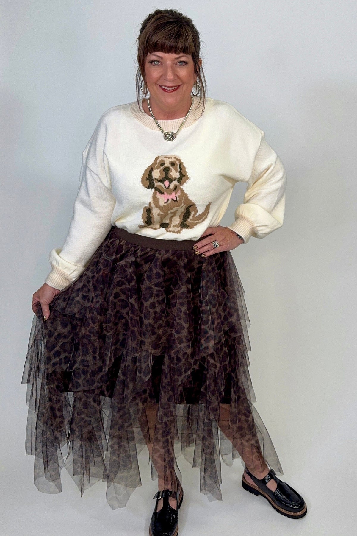 Dog Graphic Sweater SWEATER:~~Unassigned~~ VERYJ 