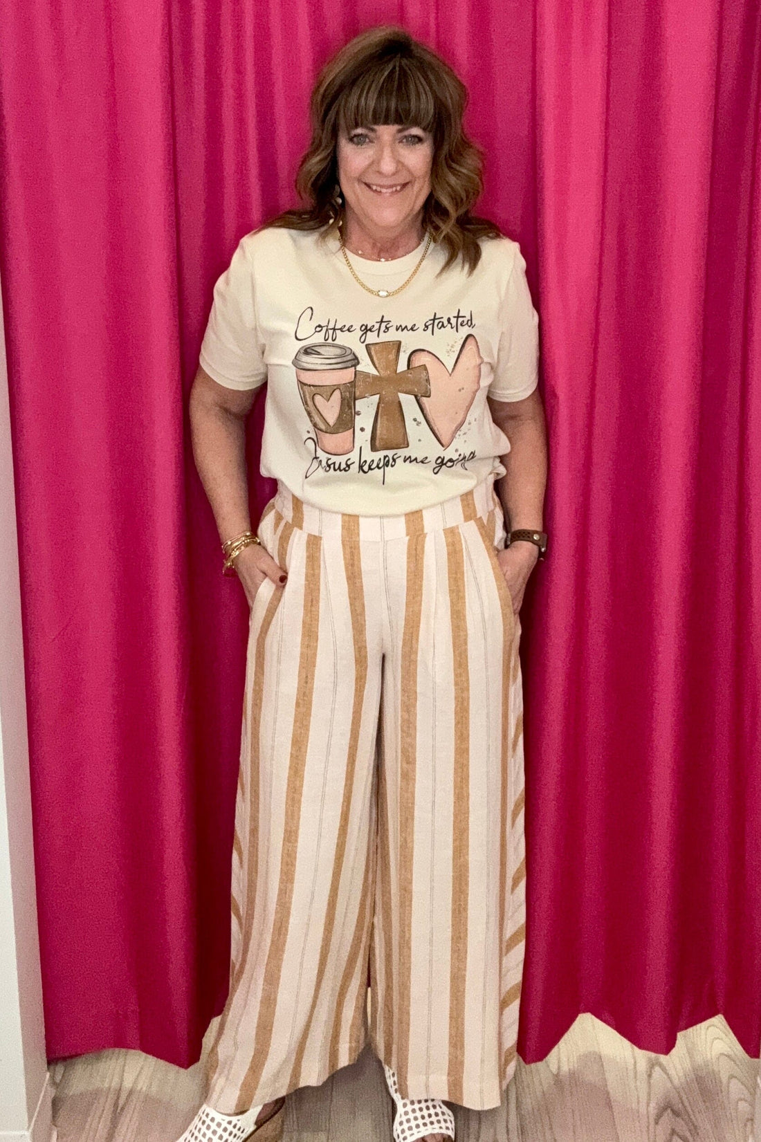 Coffee Gets Me Started Jesus Keeps Me Going T-Shirt MISSY BASIC KNIT REBELROSE/ATTITUDETEES