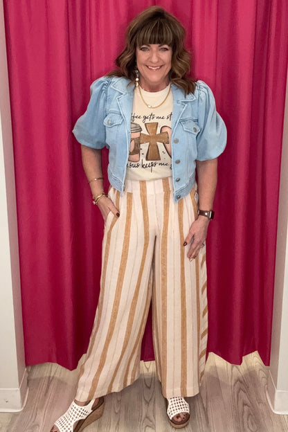 Pull On Flowy WIde Pant w/Pockets BOTTOMS TRIBAL 