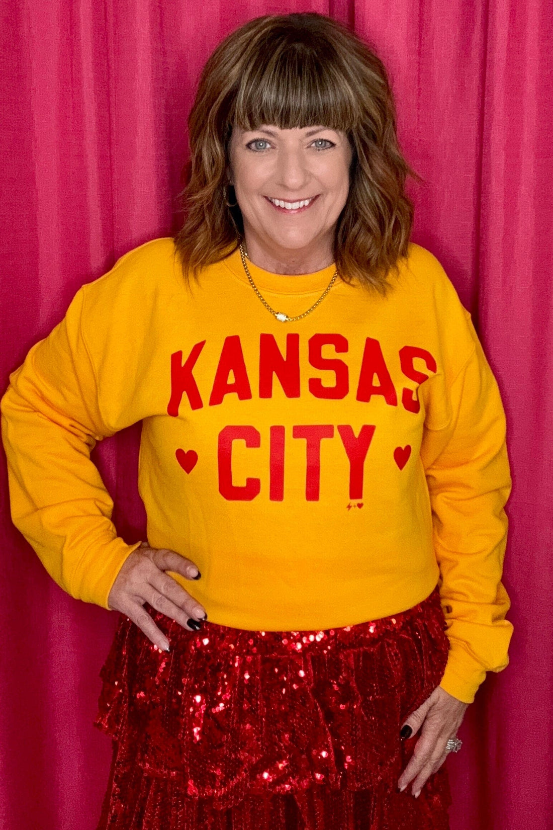 Kansas City Hearts Sweatshirt MISSY BASIC KNIT HUSTLE &amp; HEART 