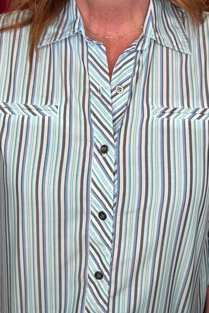Striped 3/4 Sleeve Button Down MISSY TOP SPECIAL SOUTHERN LADY 