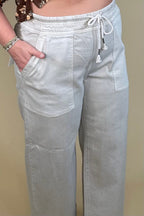 Elastic Waist Slouchy Crop Pants BOTTOMS RISEN 