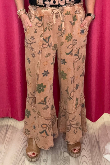 Printed Pull On Bell Bottom Pant BOTTOMS EASEL 