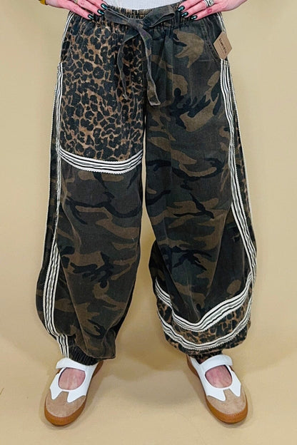 Pull On Camo Pants w/Mixed Media BOTTOMS POL CLOTHING 