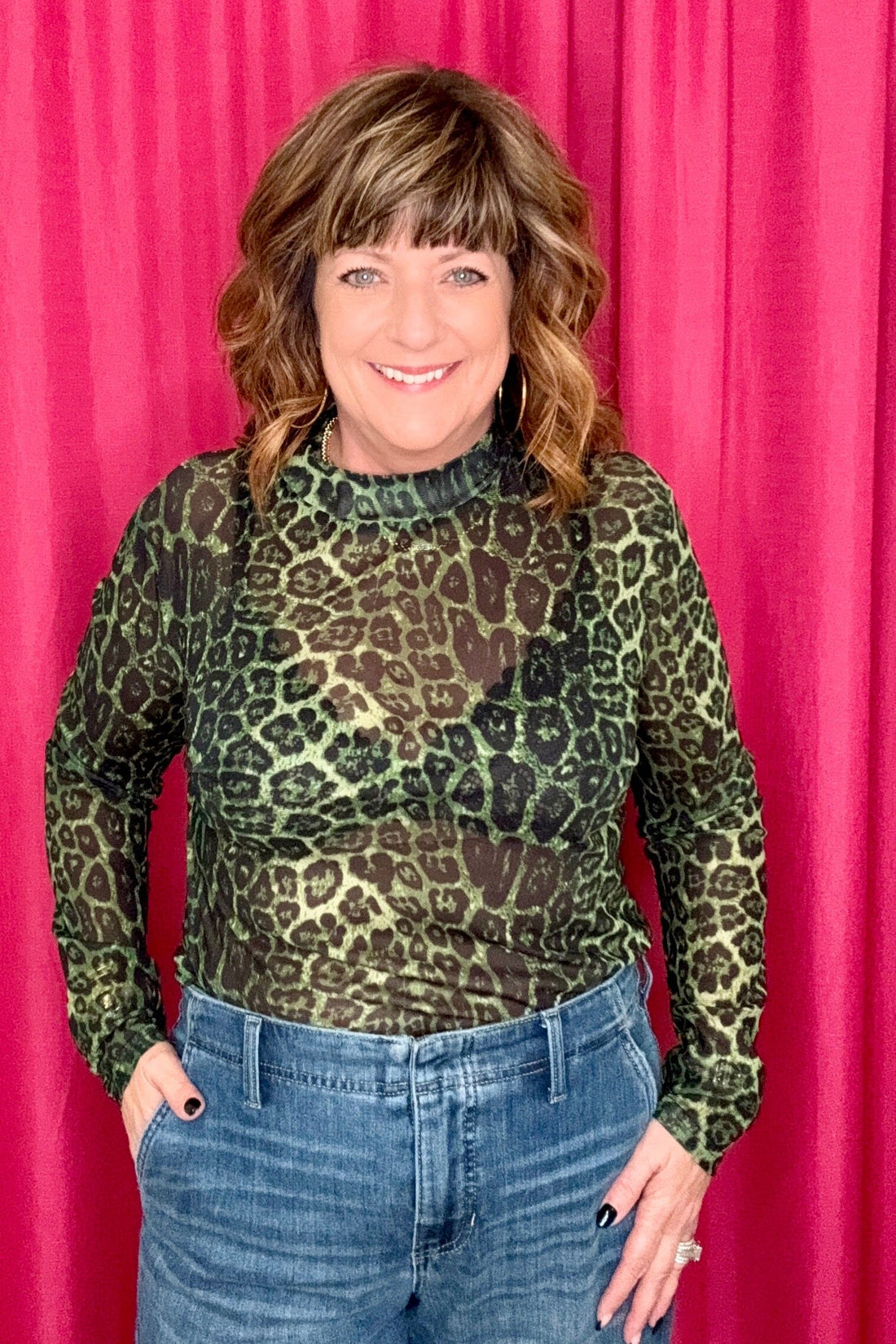 Sideline Spirit Mesh Top MISSY BASIC KNIT STERLINGKREEK GRN XS