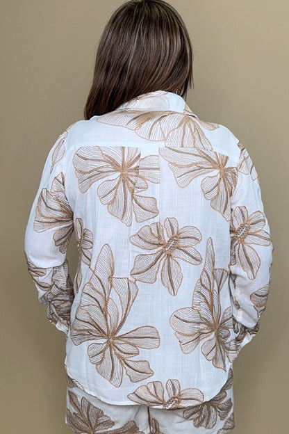 Long Sleeve Button Front Blouse MISSY TOP SPECIAL TRIBAL 